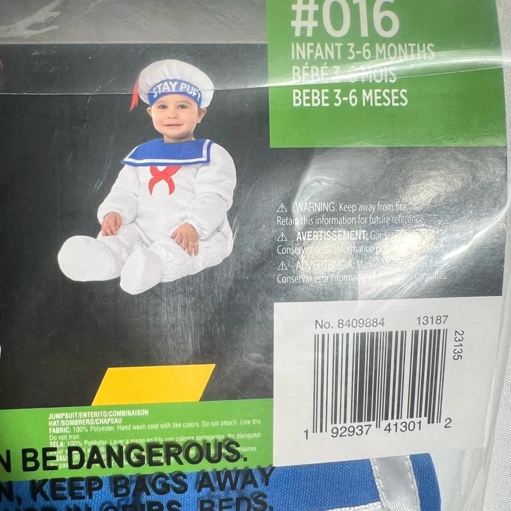 Ghostbusters Stay Puft Infant 3-6 Months Halloween Costume NWT - Picture 7 of 7